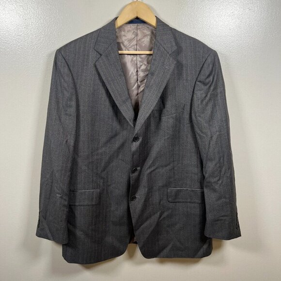 Loro Piana Cremieux Blazer Jacket Mens Size 44 R Striped Gray Sport Coat Wool - Picture 1 of 14